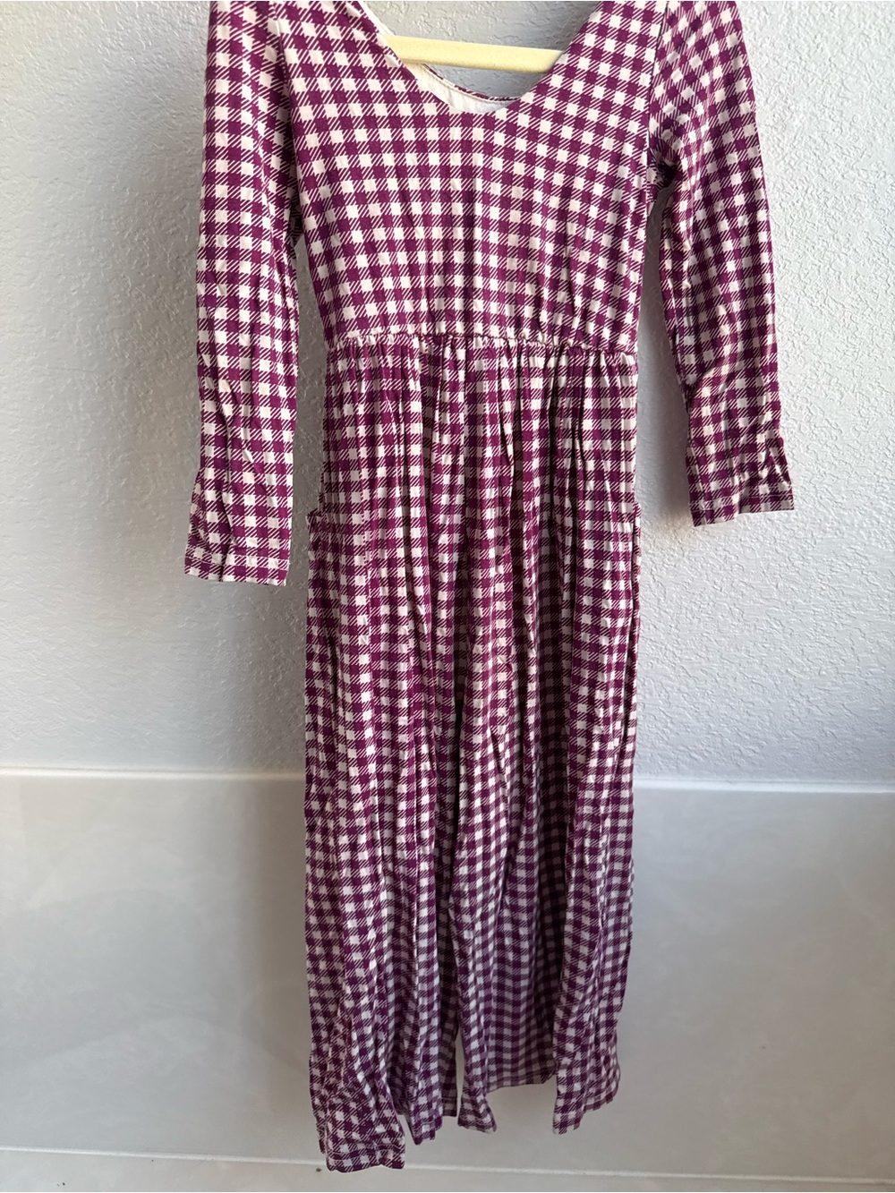 Girls' Long Sleeve Gingham Romper